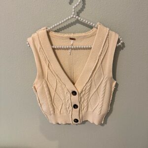 Free People Cream Cable Knit Vest